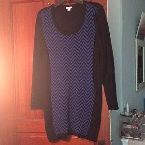 Body Con Black and Blue Sweater Dress